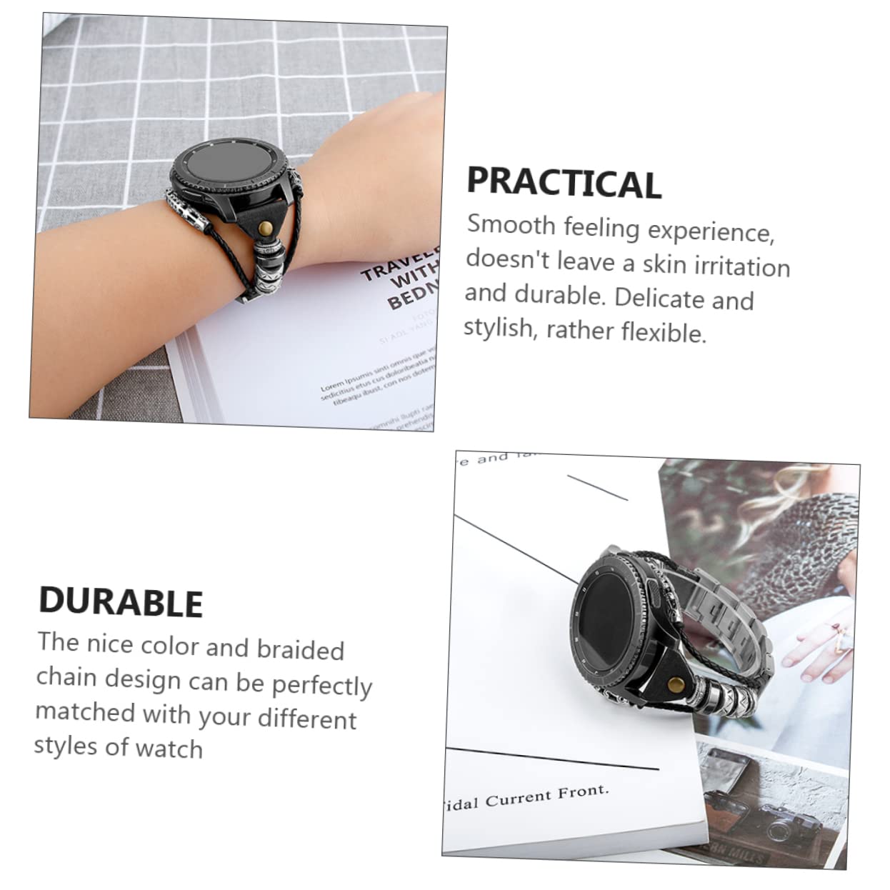 SHINEOFI 1 Pieza Correa de Reloj de Inoxidable para Diseño de Cadena Trenzada Banda de Reemplazo para Smartwatch y Profesional Compatible con Galaxy Watch