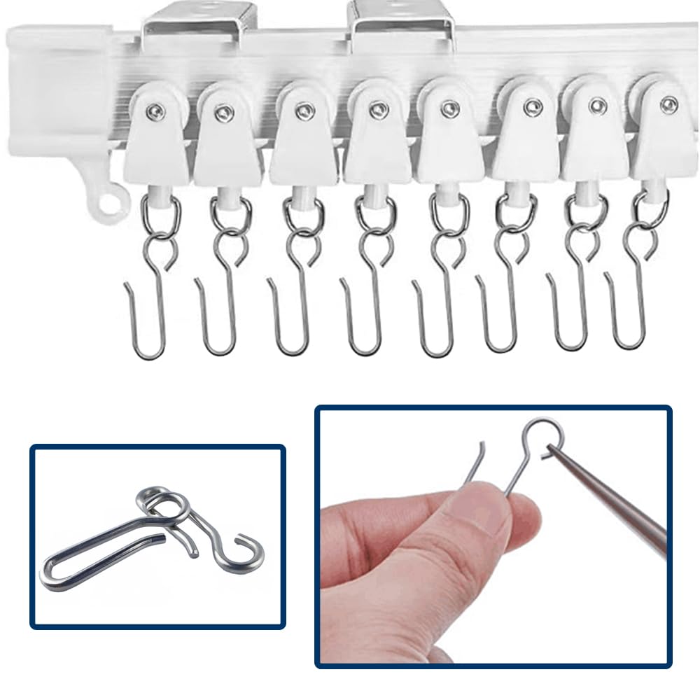 Set 100 Ganci Per Tende - 50 Metallici E 50 In Plastica, Per Binari E Tende Scorrevoli, Facili Da Installare - Foto 5
