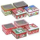 Christmas Empty Tins ([ Total 8 ct ] Square (Penguin, Snowman, Reindeer etc))