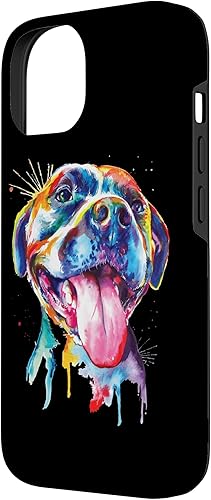 Miniatura 2 de iPhone 14 Pitbull - Estuche de regalo de raza de perro colorido artístico con diseño de animales