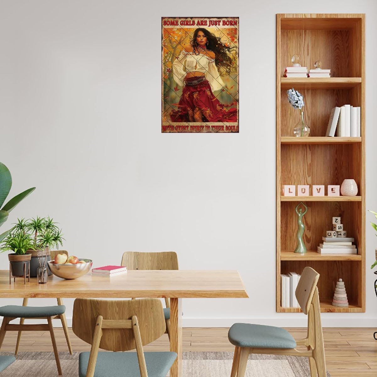 Cartel de metal vintage con texto en inglés «Gypsy Spirit Girl» «Some Girls Are Just Born With Gypsy Spirit In Their Souls», letrero de aluminio para decoración del hogar, bar, pub