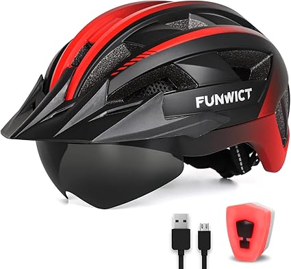 FUNWICT Adult Bike Helmet with Visor and Goggles for Men Women Mountain Road Bicycle Helmet