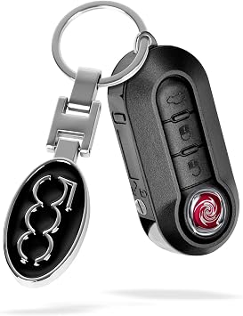 Universal Car Metal Keychain Compatible with Fi at 500 500e 500c 500l 500x Brava/Bravo/Doblo/Ducato/Fiorino Accessories Black