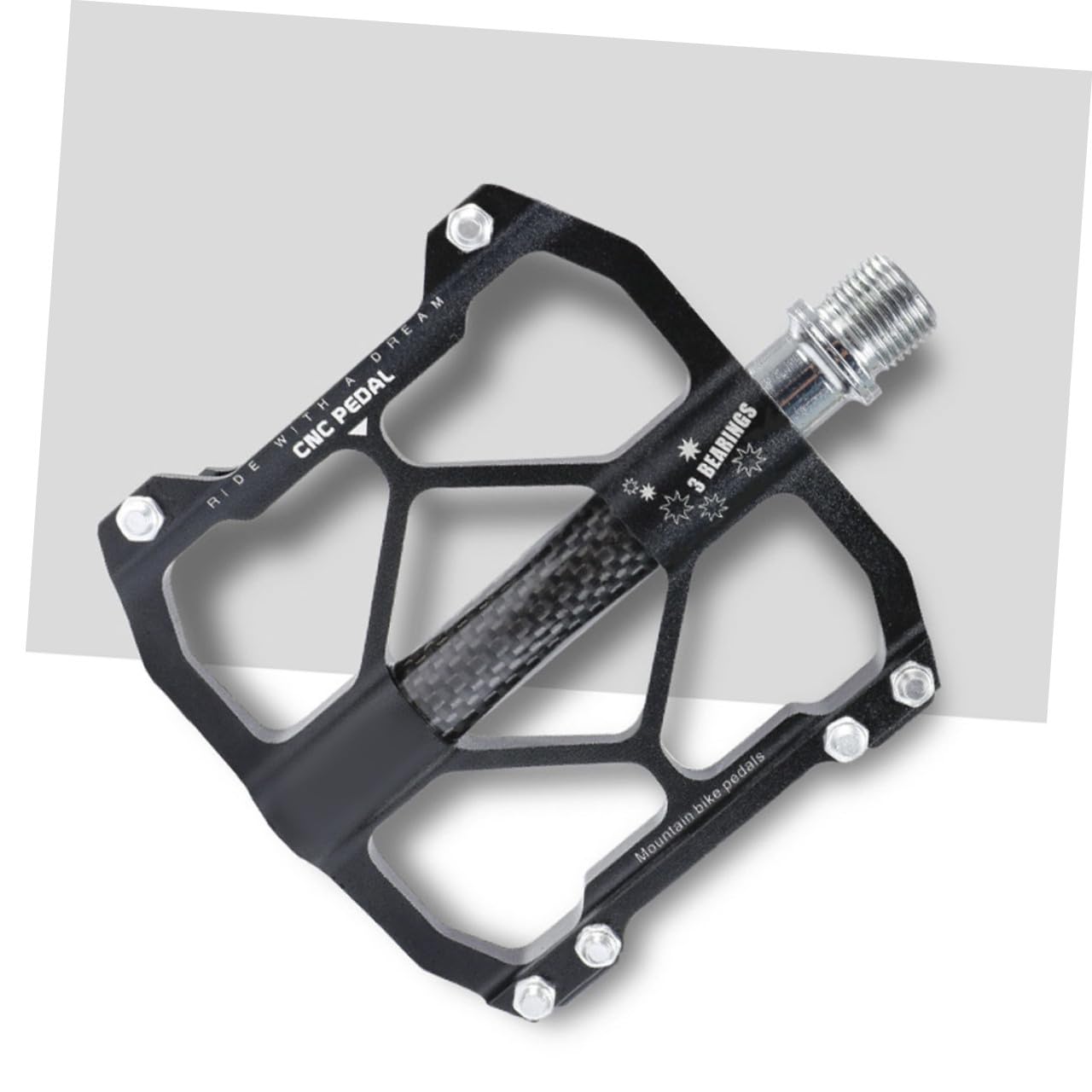 1 Paar Pedale aus Aluminiumlegierung mit Lager für Mountainbike | Drei Lager, Schwarz, Rutschfeste Pins für Ruhiges Fahren, Fahrradersatzteil für Trekking und Zubehör