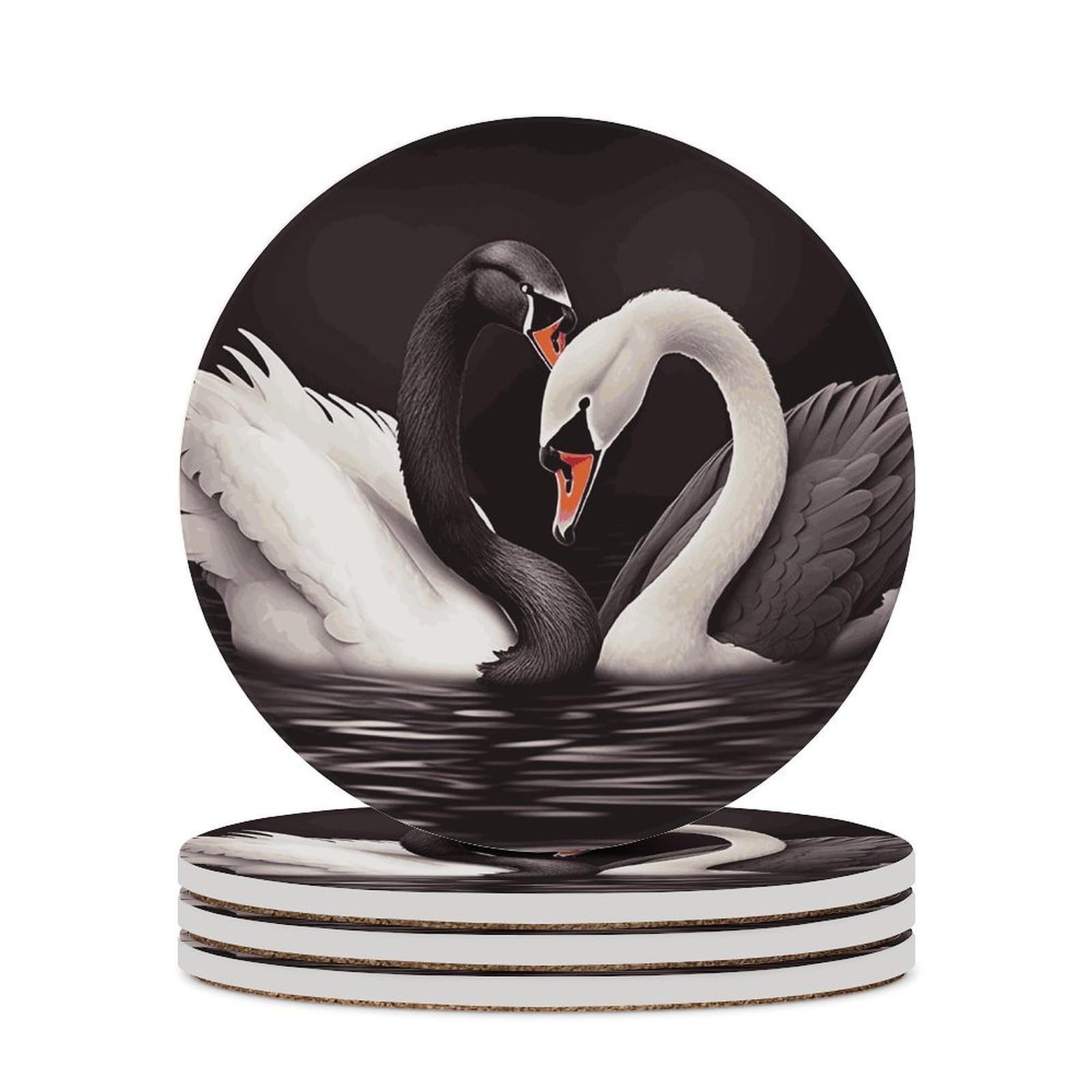 Dessous de verre en céramique pour salon et cuisine Lot de 4 design noir et blanc