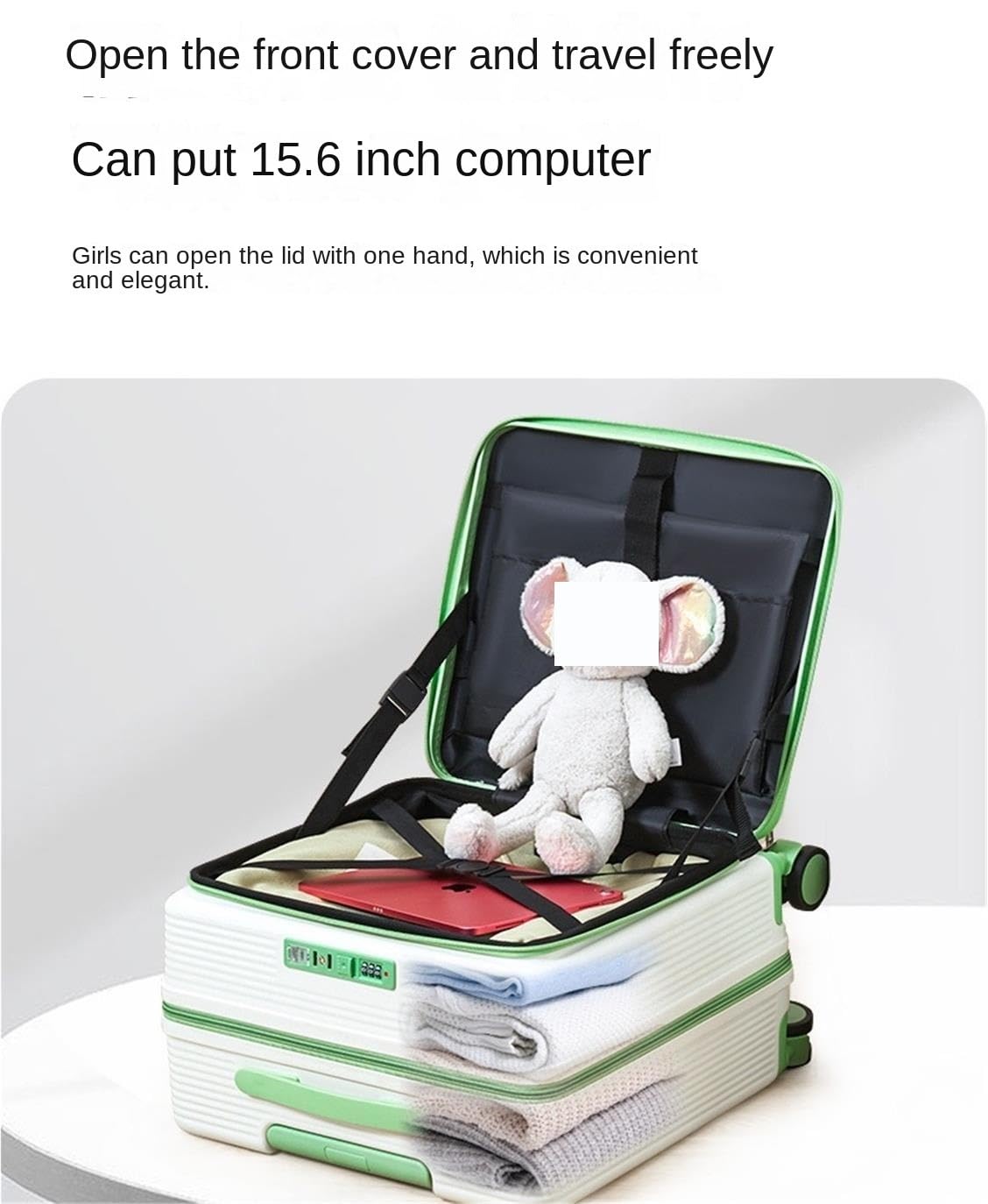 Maleta Maleta Portátil con Compartimento Profundo For Equipaje De Mano For Viajes Negocios Maletas De Viaje(Black,18inch)