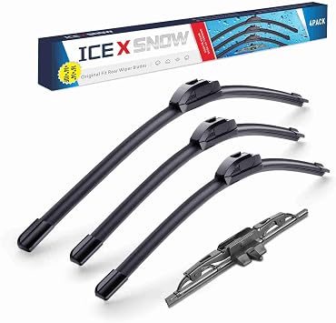 ICEXSNOW 16"/14"/14"+10" Front and Rear Windshield Wiper Blades Replacement for Toyota FJ Cruiser 2014 2013 2012 2011 2010 2009 2008 2007 Set of 4 J/U Adapter OE85242-35040