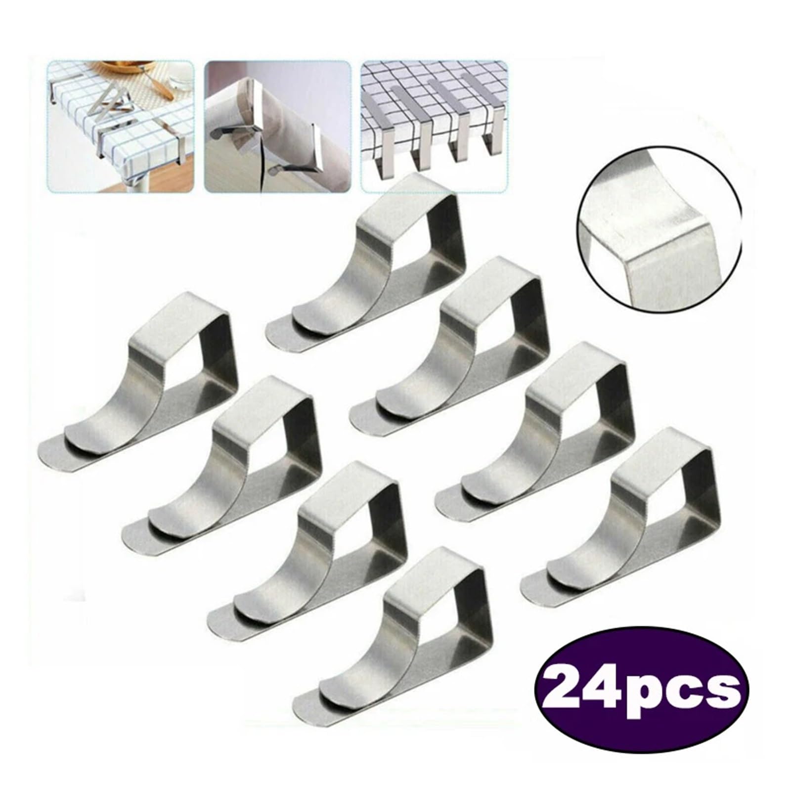 Tischdeckenklammern 8/24pcs Tablecloth Clips Stainless Steel Anti-Slip Clamp Table Cloth Cover Fix for Camping Wedding Promenade