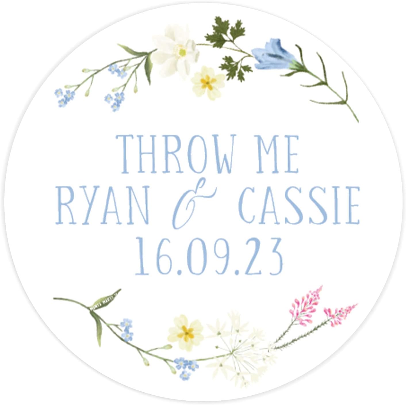 Manta Makes throw me wedding stickers | wildflower confetti sticker | throw me labels | toss me stickers floral confetti bag sticker | round circle (Throw me)