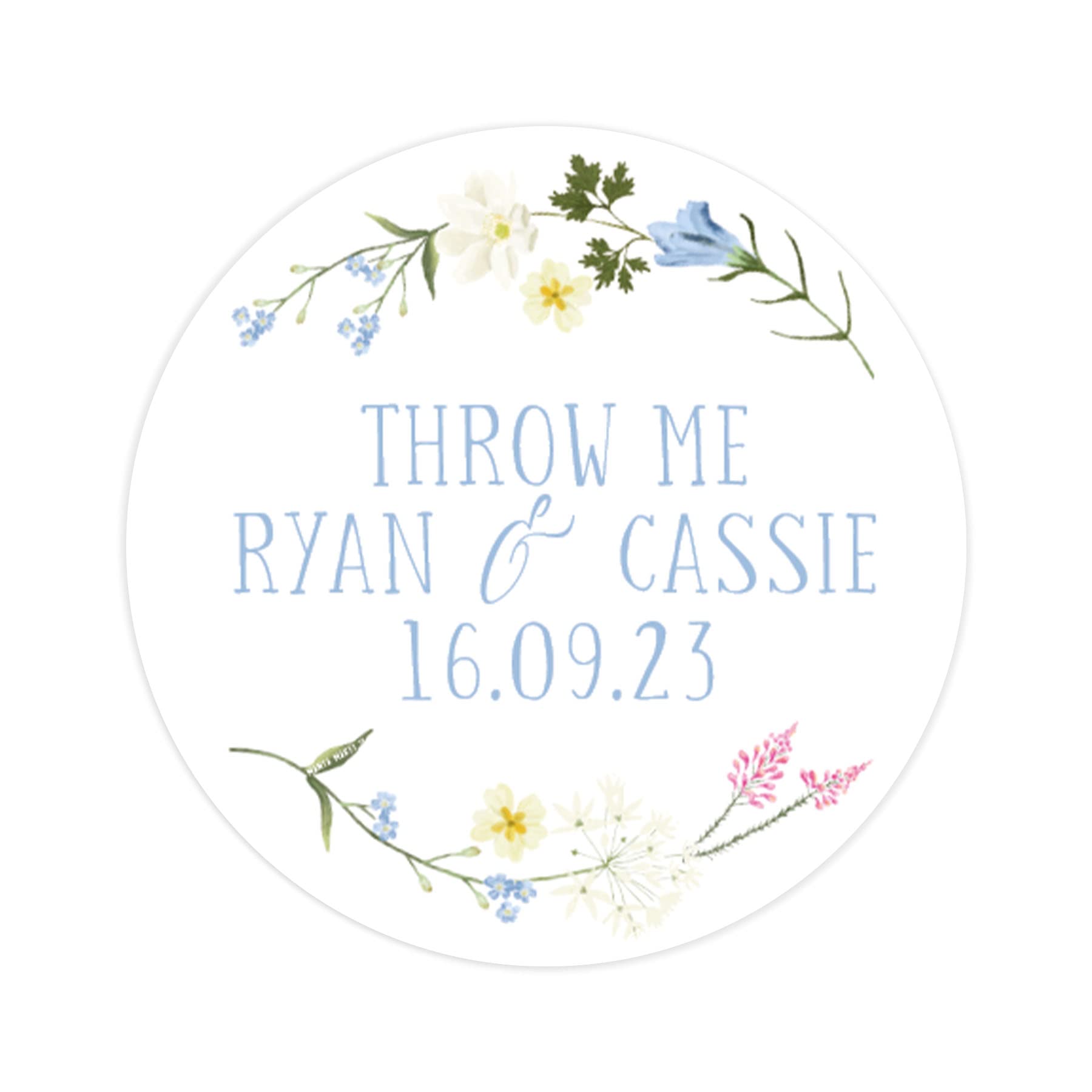 Manta Makes throw me wedding stickers | wildflower confetti sticker | throw me labels | toss me stickers floral confetti bag sticker | round circle (Throw me)