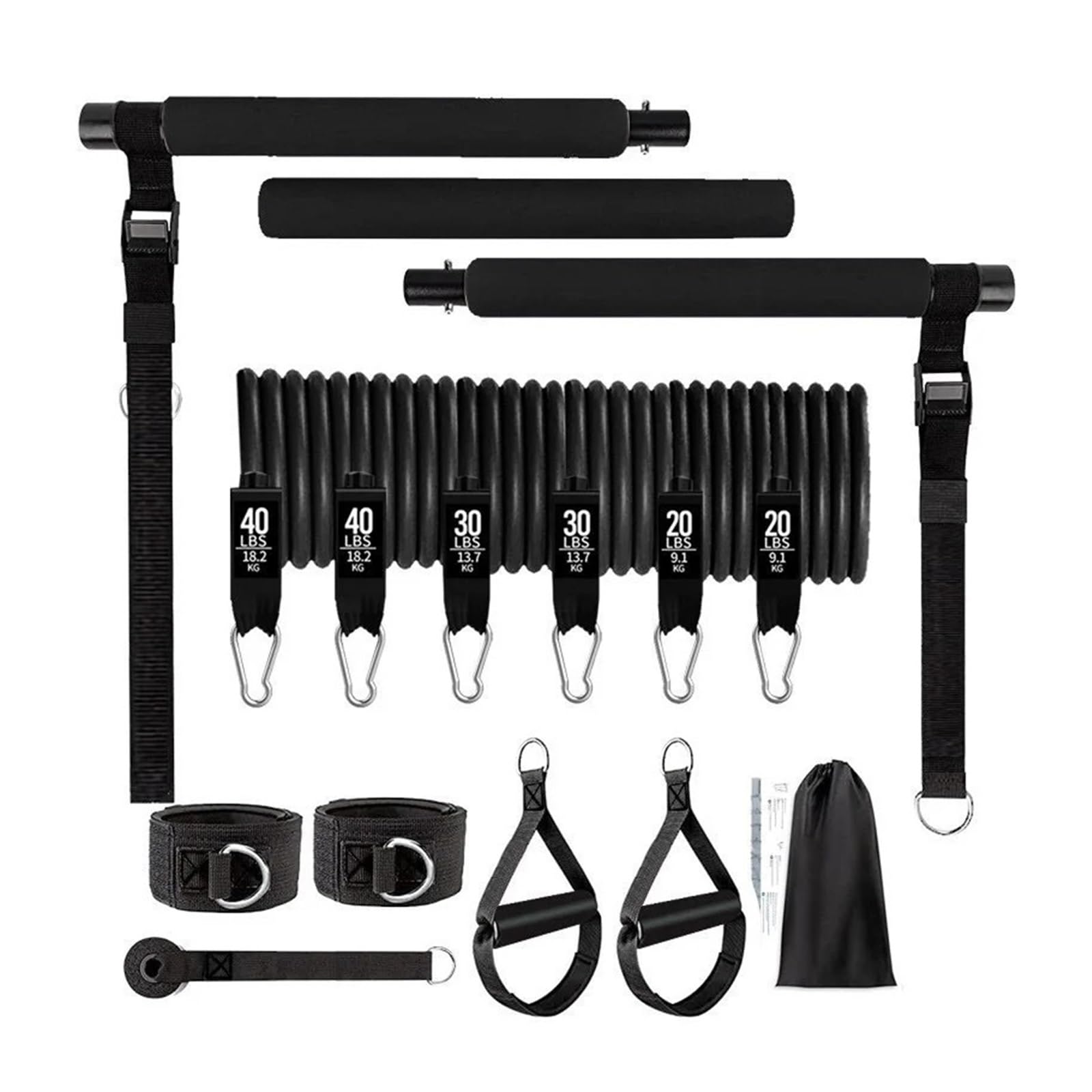 Widerstandsbänder mit Griffen 180LBS Widerstandsband-Set, Trainingsbänder, Übungsband, 5 Röhren