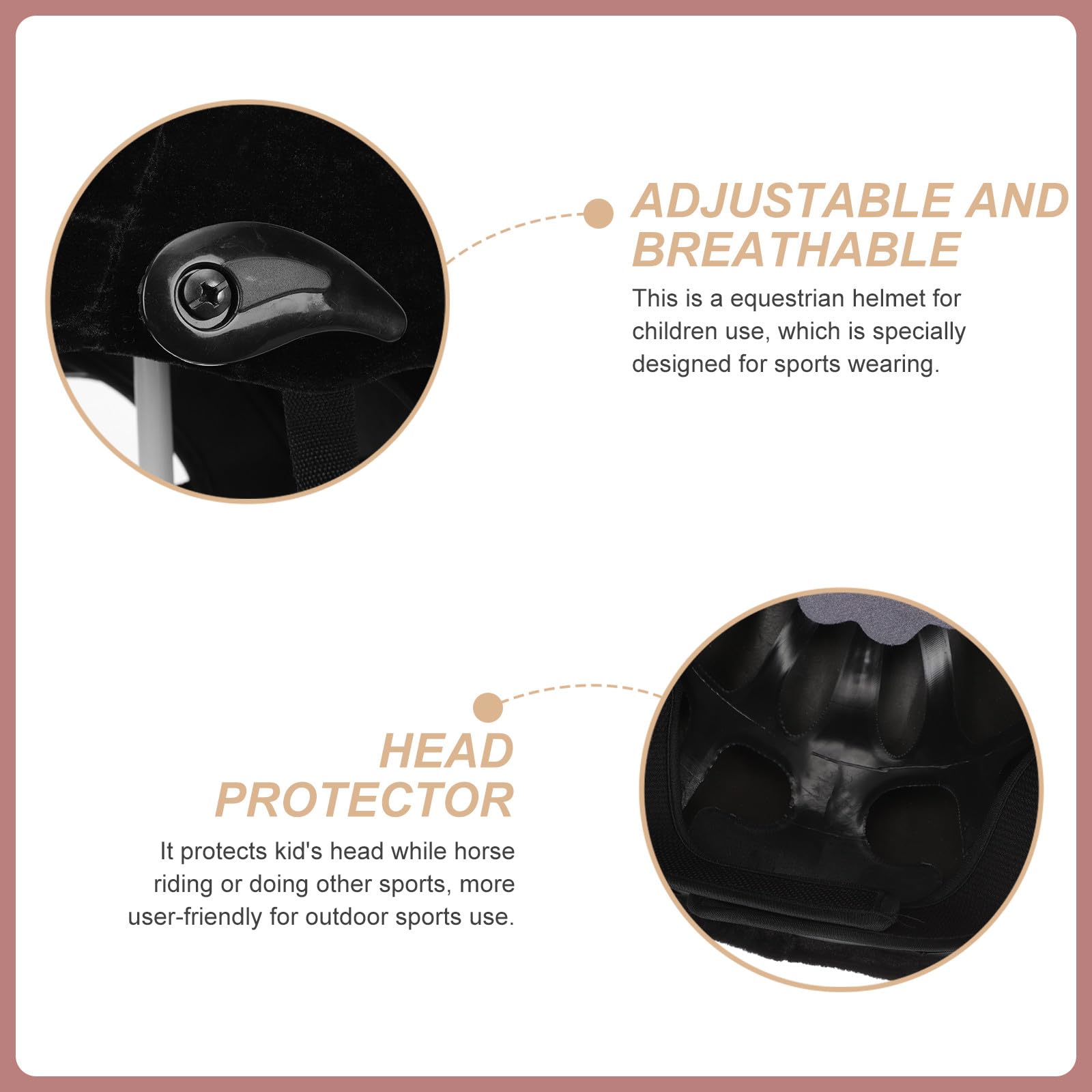 Casco Completa Nero da Equitazione per Ragazzi e ta Equitazione per in Polipropilene e Protezione di Sicurezza Cinturino Regolabile Skate