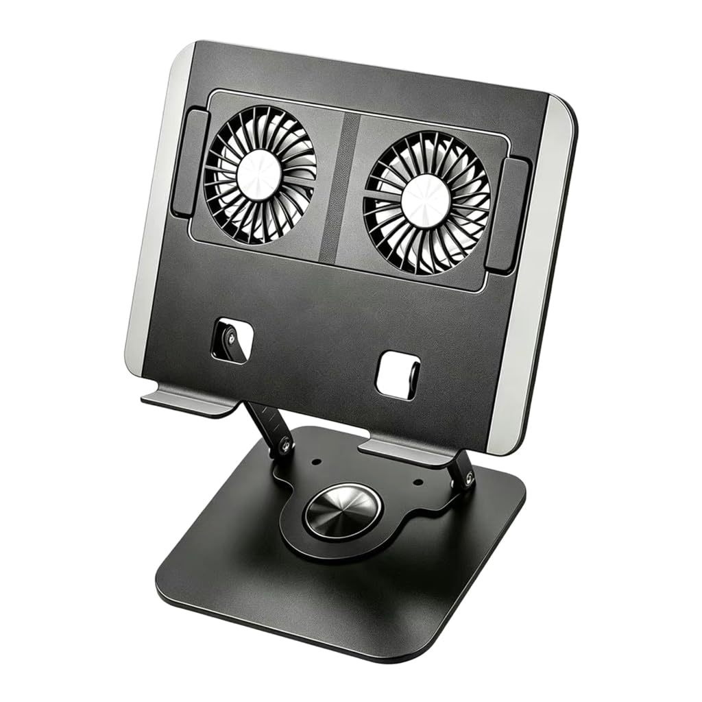 Soporte elevado para portátil con refrigeración de dos ventiladores, soporte multiángulo para computadora portátil, para uso en escritorio, mesas de oficina en casa, clases en línea y áreas de