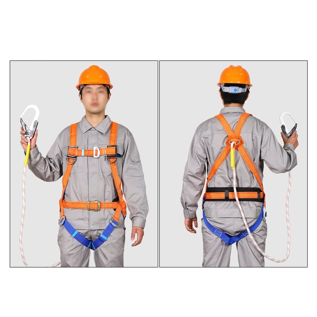 SwaYve Sicherheitsgurt Für Luftarbeit, Ganzkörper-Sicherheitsgurt-Sets, Absturzsicherungsgurt, Klettergurt Mit Haken Und Kletterseil/Single Hook/2M
