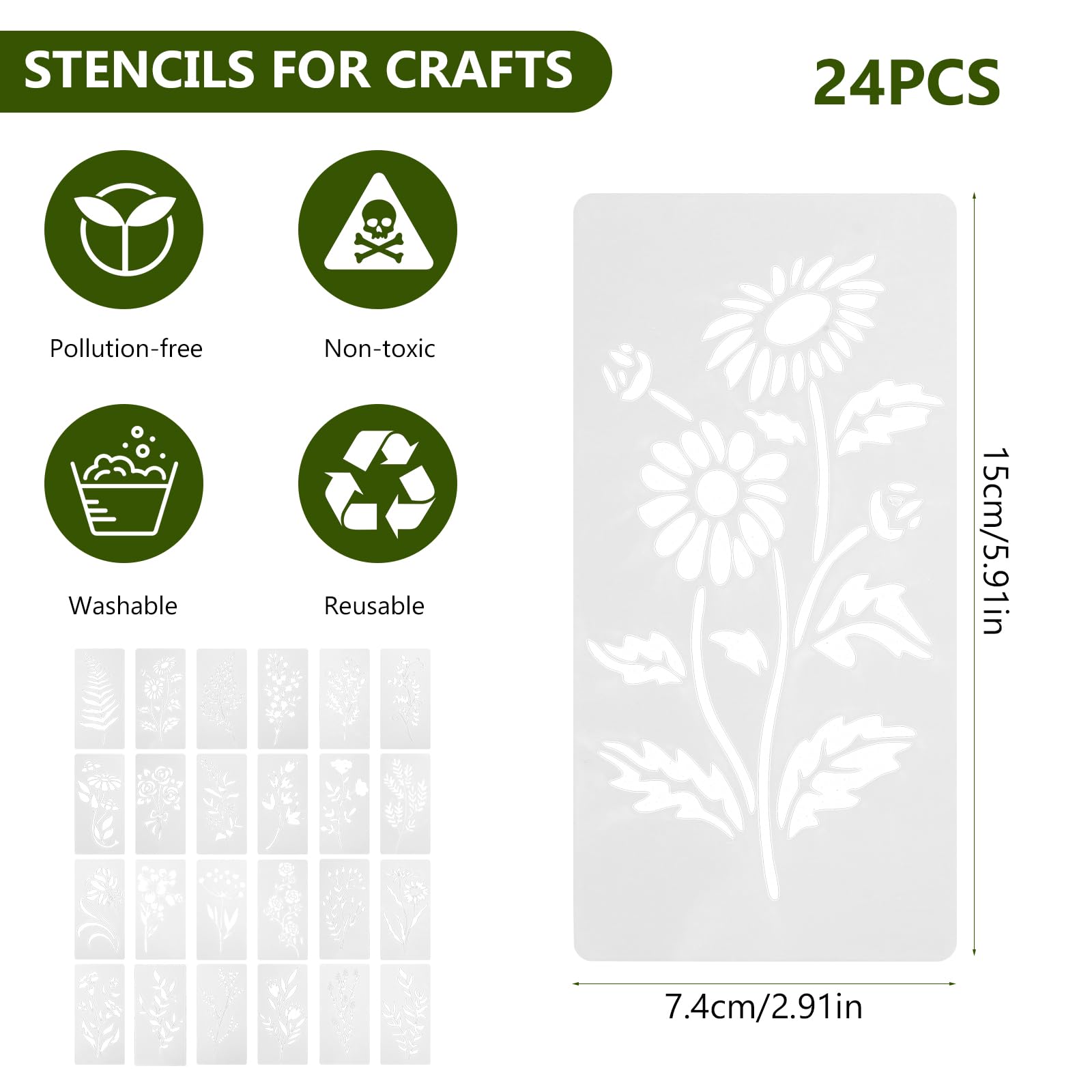 12 stencil riutilizzabili con bordi floreali per lavori fai da te, 30,5