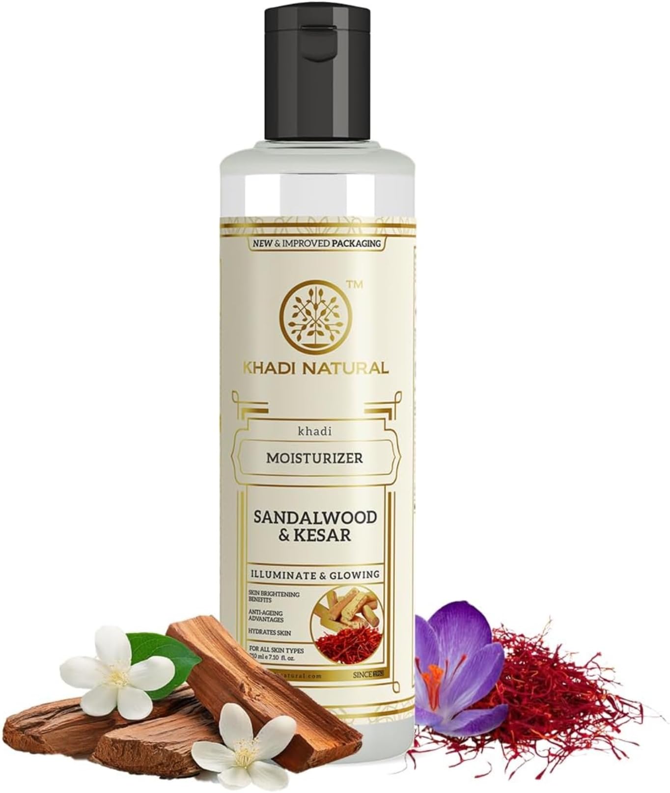 Sandalwood & Kesar Moisturizer | Hydrates and Nourishes for Healthy Skin | Anti Ageing Formula | Suitable for All Skin Types | 210ml