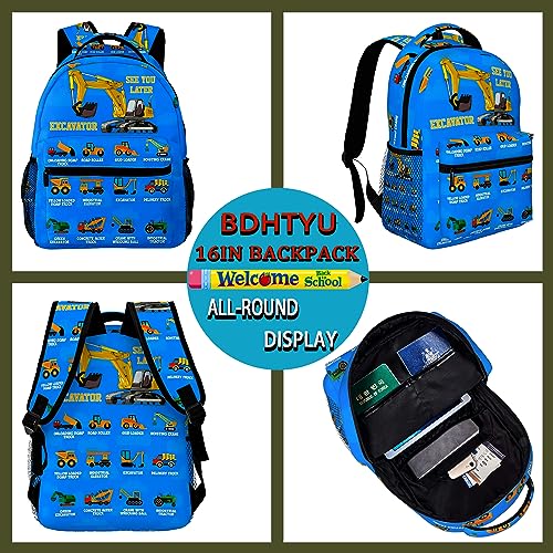 NASIAN Truck Excavator School Backpack for Boys Kids Girls Adjustable Strap Waterproof 16 inch School BookBag Outdoor Daypack4