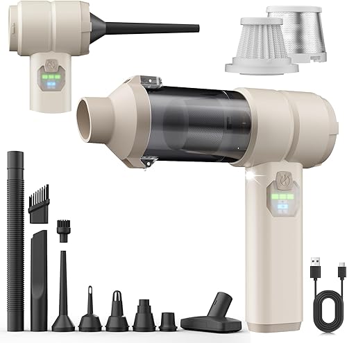 Aspiradora de coche, aspiradora de mano inalámbrica con motor sin escobillas, aspiradora recargable de alta potencia de succión de 20000 PA y