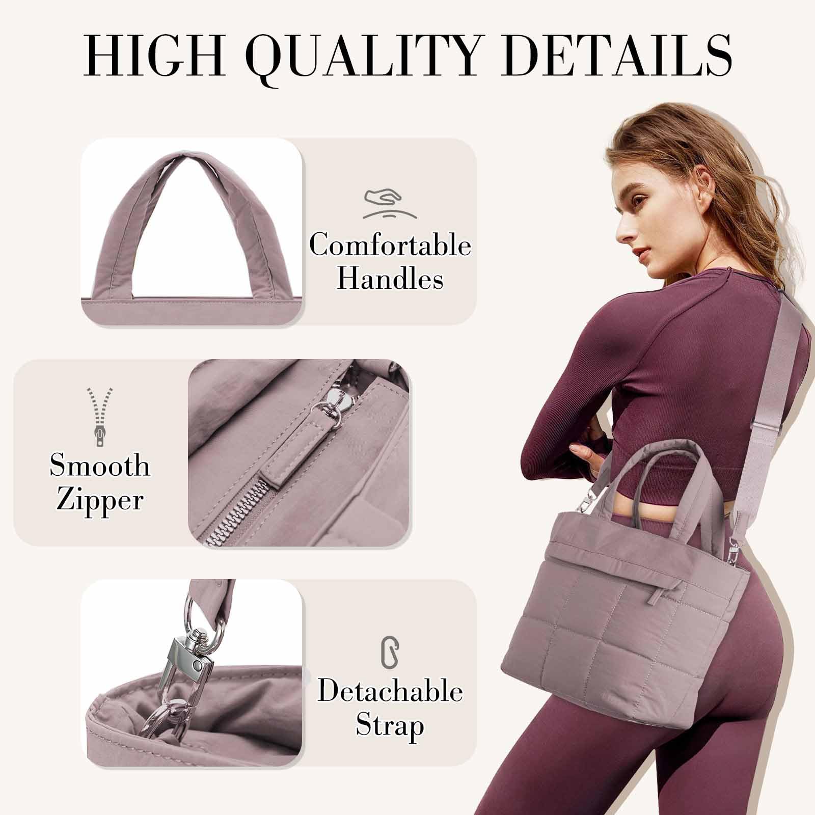 VASCHY Mała torba typu puffer tote dla kobiet, lekka, mini pikowana crossbody, urocza tornister, puffy tote torebka torebka na siłownię