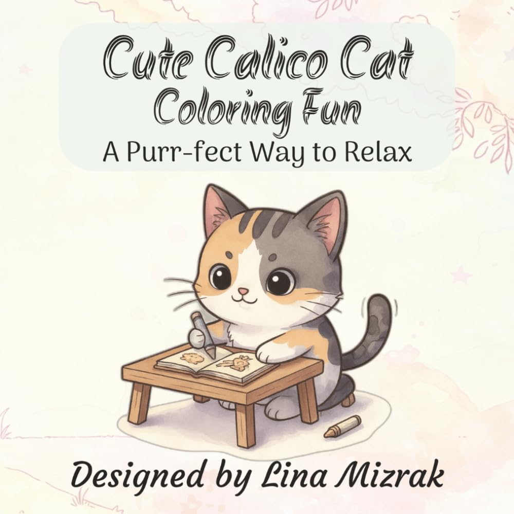 Cute Calico Cat Coloring Fun: A Purr-fect Way to Relax | 8.5x8.5 inches | 30 Coloring Pages (BeesInCA’s Coloring Fun Club)