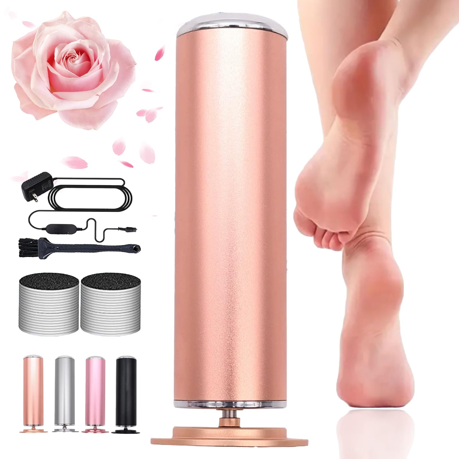 Mielle Glow Pied, Honey Glow Pied, Mielle Ponceuse sur Pied, Rapeuse Pieds Électrique Livré avec 60 Recharges de Tampons Exfoliants, pour Peaux Mortes, Squameuses et Craquelées (Or)