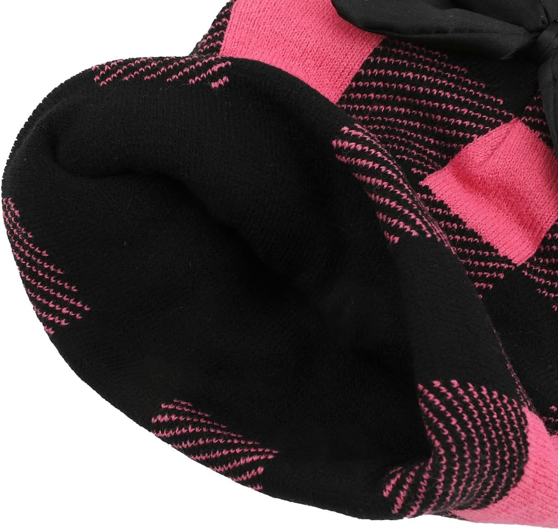 Disney Minnie Mouse Ears Pink Plaid Cuff Beanie - Image 3