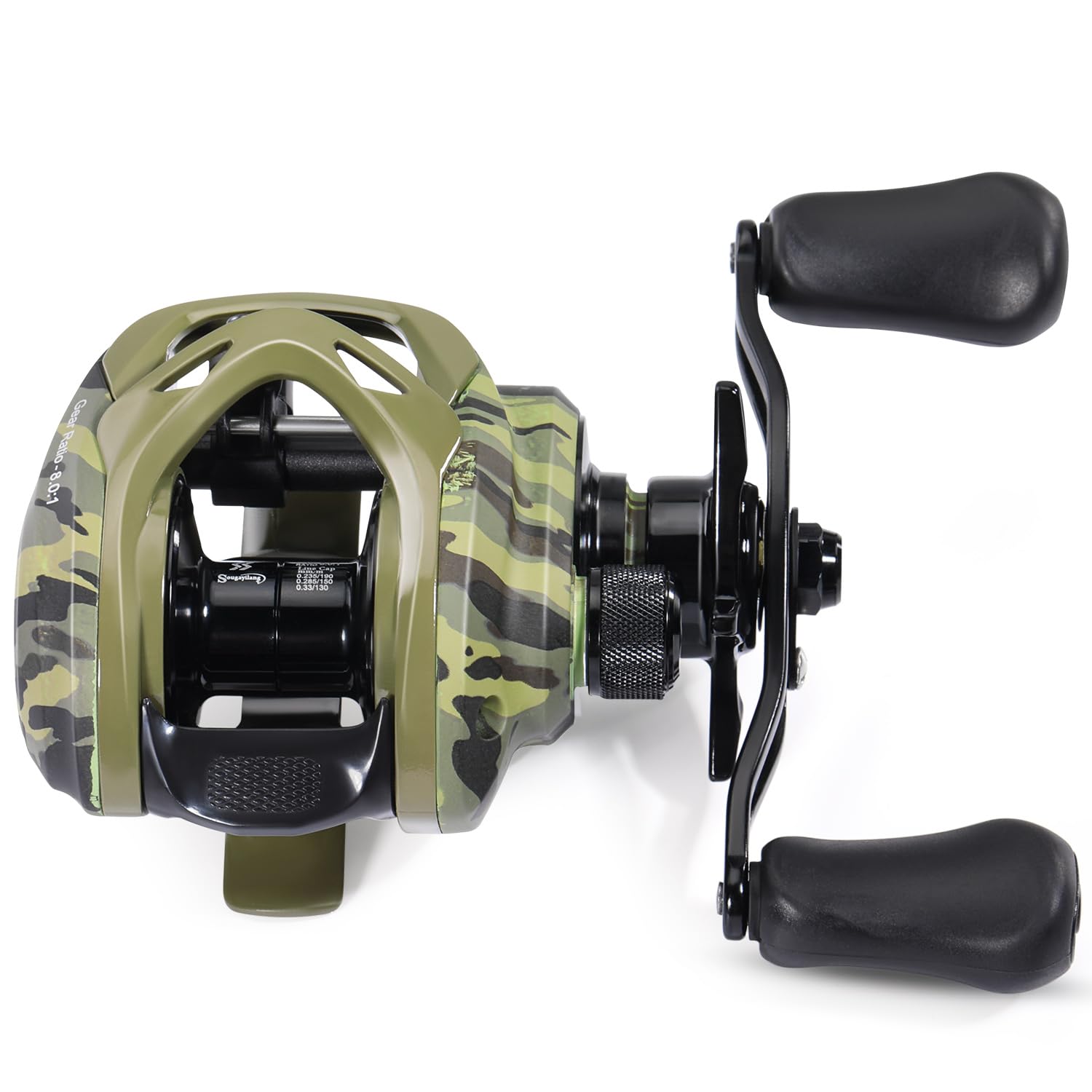 Sougayilang Max Baitcasting Moulinet de pêche 8.0:1 à haute vitesse en fibre de carbone 8,2 kg avec système de freinage magnétique pour la pêche en eau douce et salée MCR