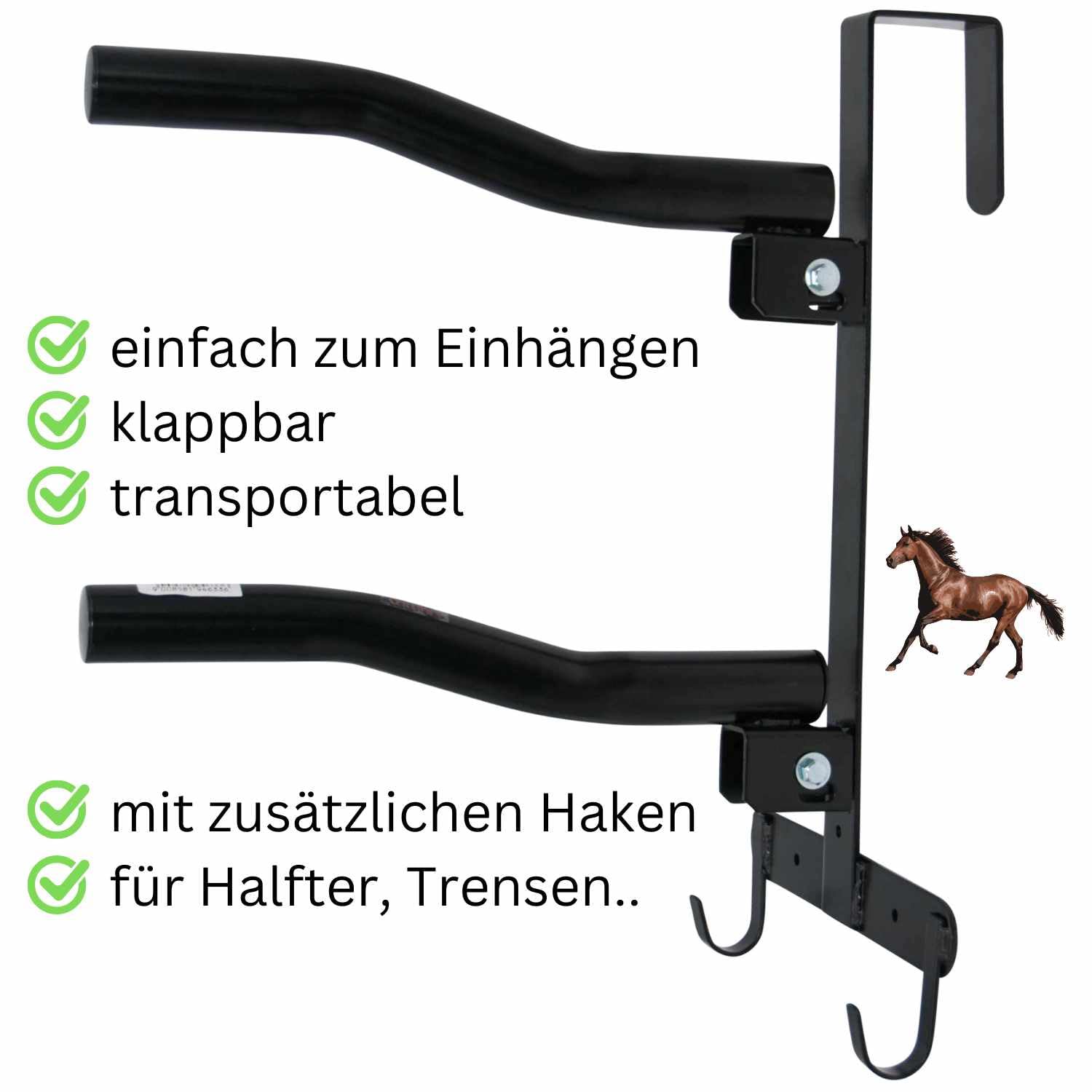 AMKA Sattelhalter klappbar für 2 Sattel klappbar flexibel mit 2 Trensenhaken
