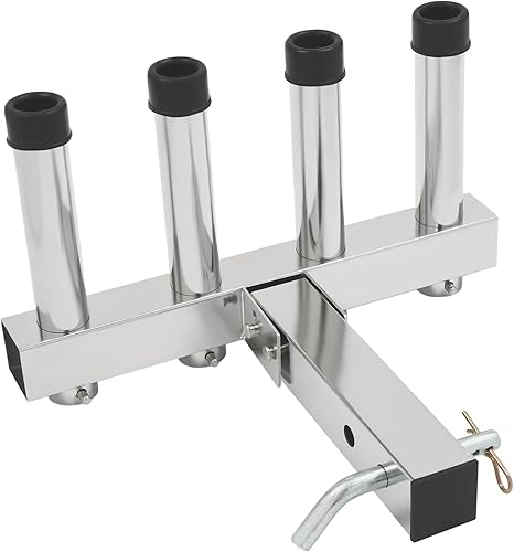 CNCEST 14*1.97*5.12 in 304 Stainless Steel Fishing Rod Holder,Wall Mount 4 Tube Fishing Rod Holder Fishing Rod Holder Angle 0-90,for Trucks Yachts