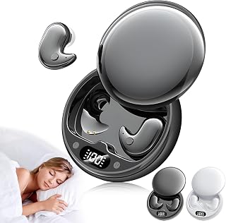 Sleep Ear Buds, Invisible Sleep Wireless Earphone, Comfortable Fit LED Power Display for Sleeping, Working, Hiking (Black)