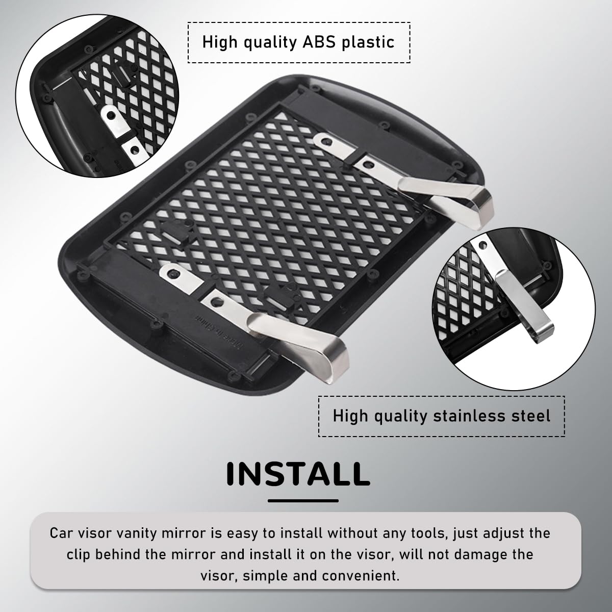 Car Sun Visor Vanity Mirror Clip-on Automotive Makeup Sun-Shading Mirror Universal Vehicle Sun Visor Cosmetic Vanity Mirror for — view 3