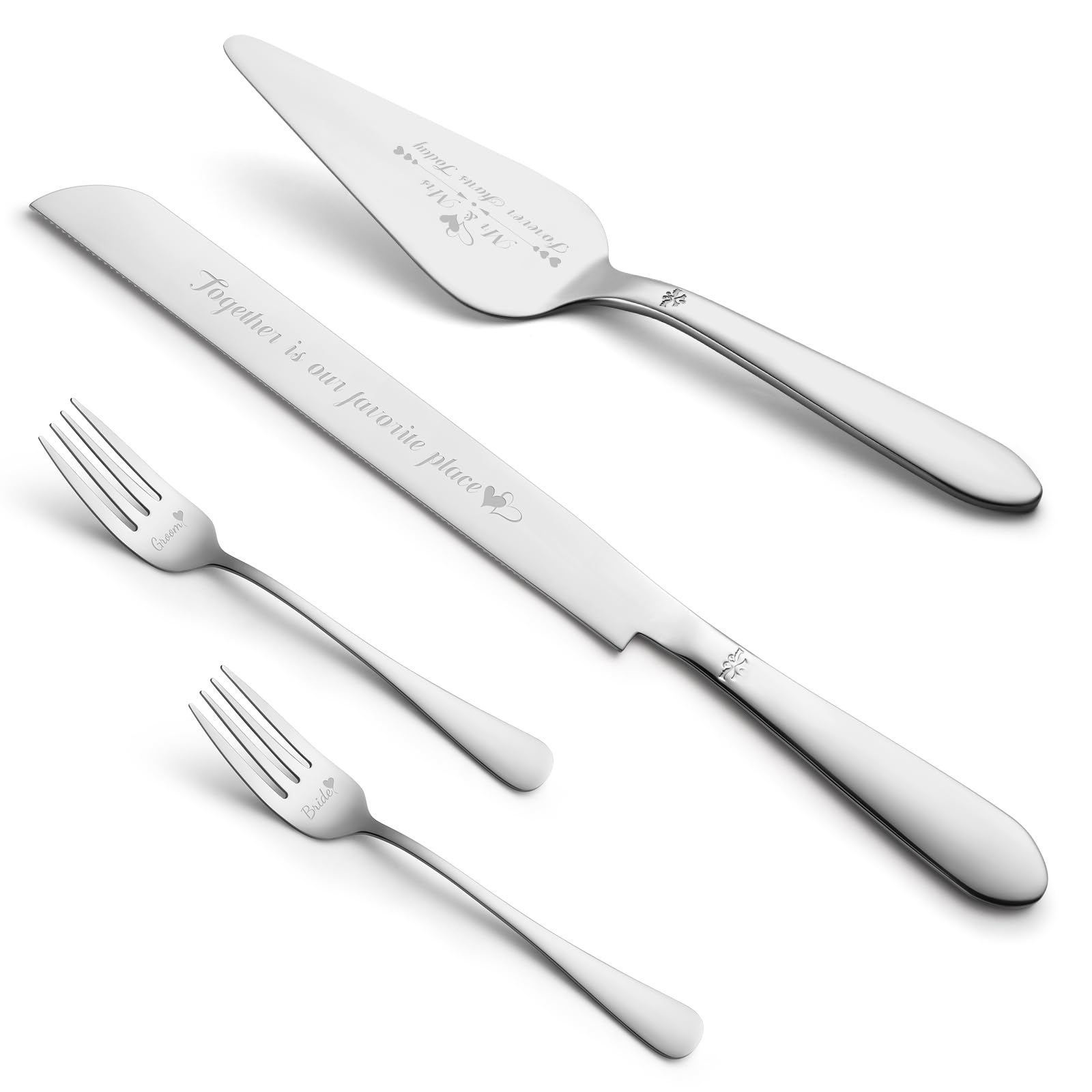 Gold Wedding Cake Knife & Server Set - Eisinly -16
