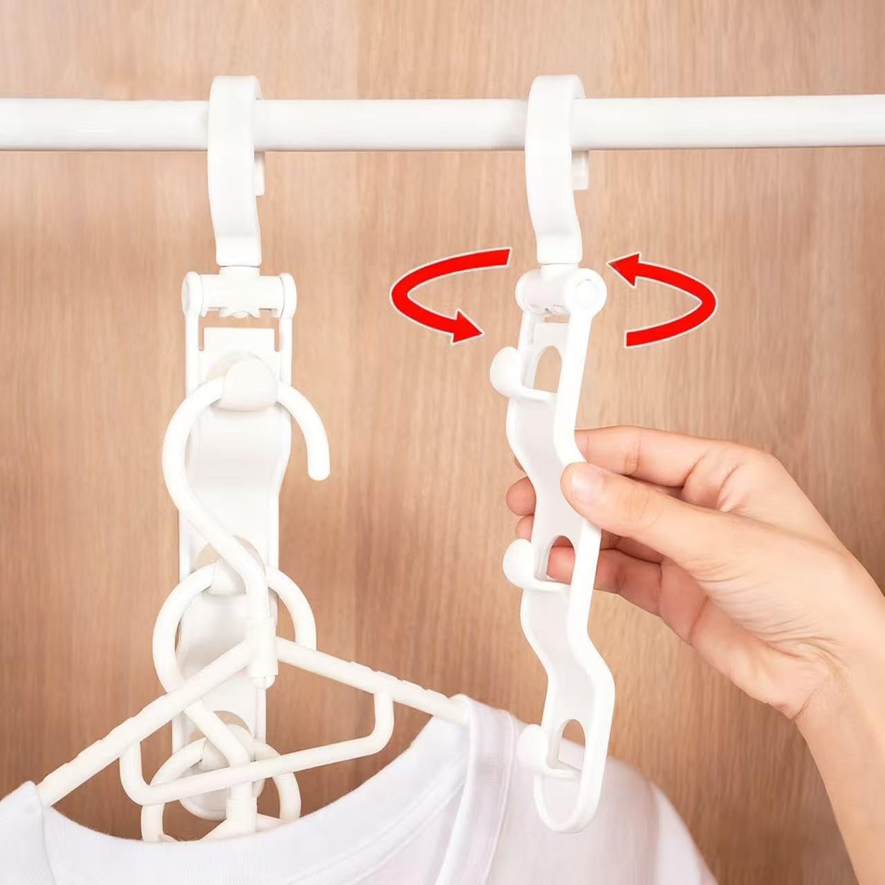 2Pcs Space Saving Hangers, Closet Organizers and Storage,3 Tier Multi Layer Closet Hanger Hook with 360° Rotation, College Dorm Room Essentials, Sturdy Space Saving Hangers (White)