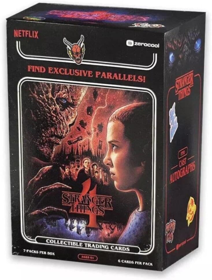2023 Topps Stranger Things Season 4 Netflix Zerocool Factory Sealed Blaster Box. 7 Packs of 6 Cards. Find exclusive parallels.