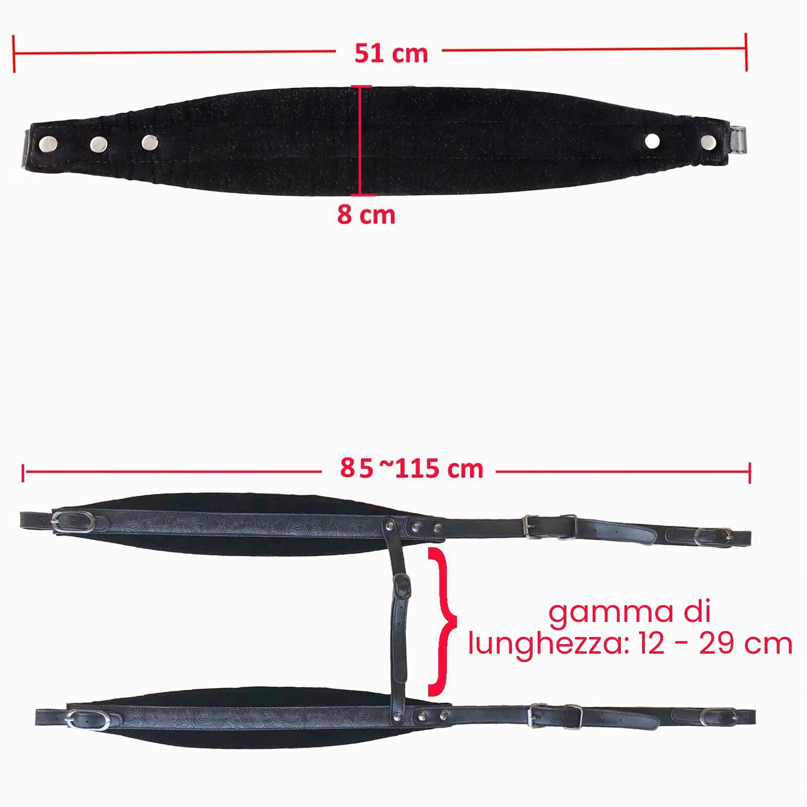 Rayzm tracolla a fisarmonica, spallacci regolabili per fisarmoniche, pelle sintetica ispessita, 8cm di larghezza * 1cm di spessore imbottitura morbida per suonare comodamente