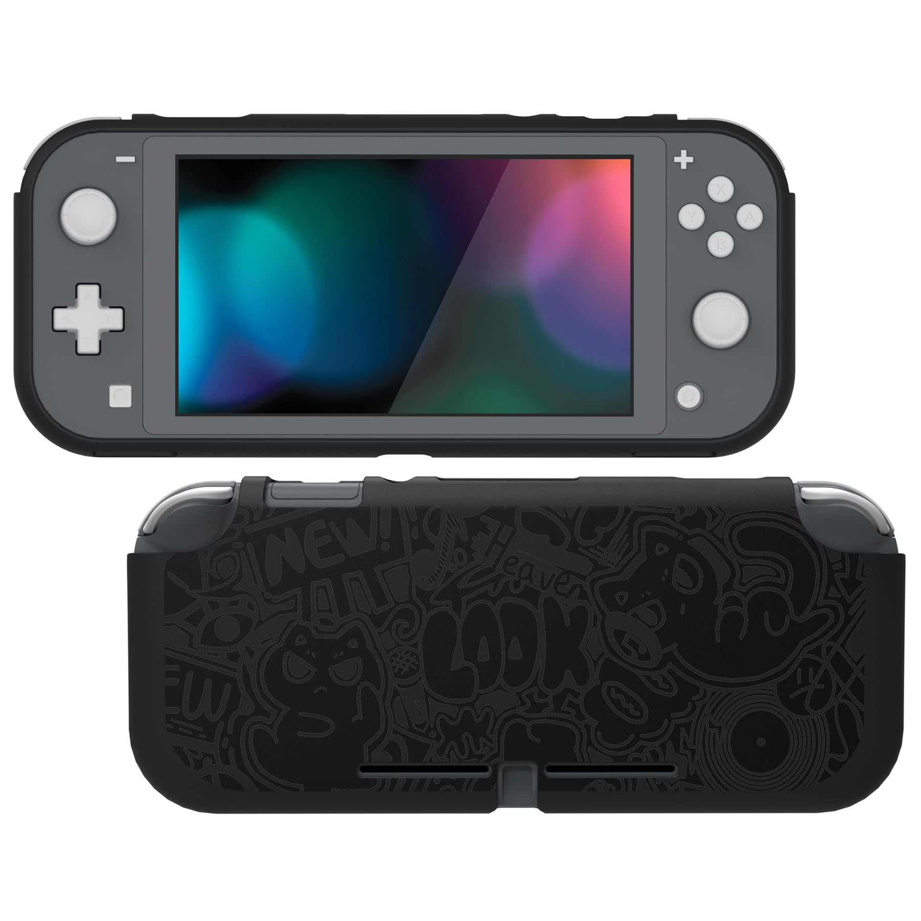 PlayVital Coque pour Switch Lite,Housse de Protection pour Nintendo Switch Lite Console,Étui Silicone TPU Souple Anti-Griffes et Anti-Chocs-VV & Noir