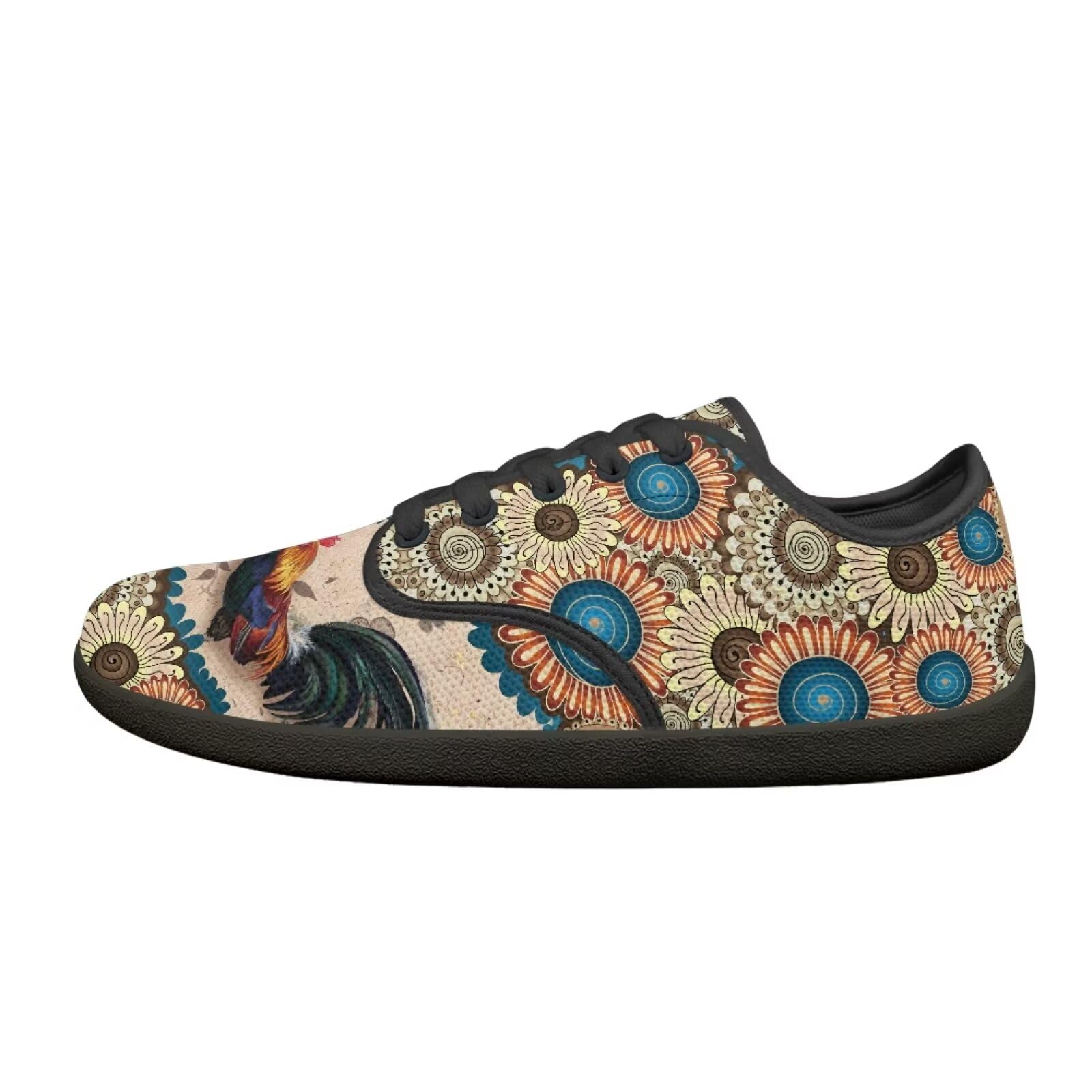 Glomenade Rooster Barefoot Shoe Womens Fashion Sneaker Trippy Flower Comfort Print Casual Dress Shoes Stretch Men Trail Running Shoes Lightweight Travel Shoes