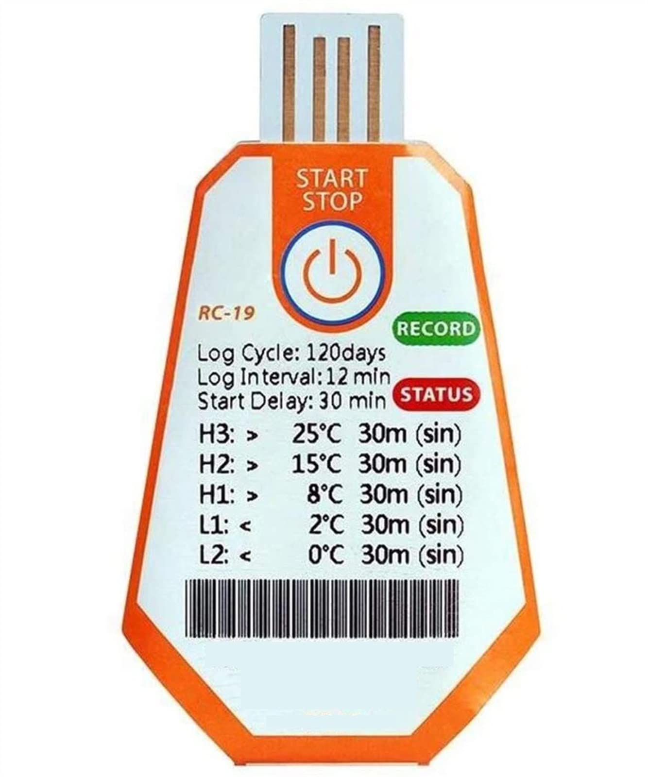 Puntos no reutilizables del puerto USB 16000 del registrador de datos de la temperatura for los productos farmacéuticos de la comida del almacenamiento