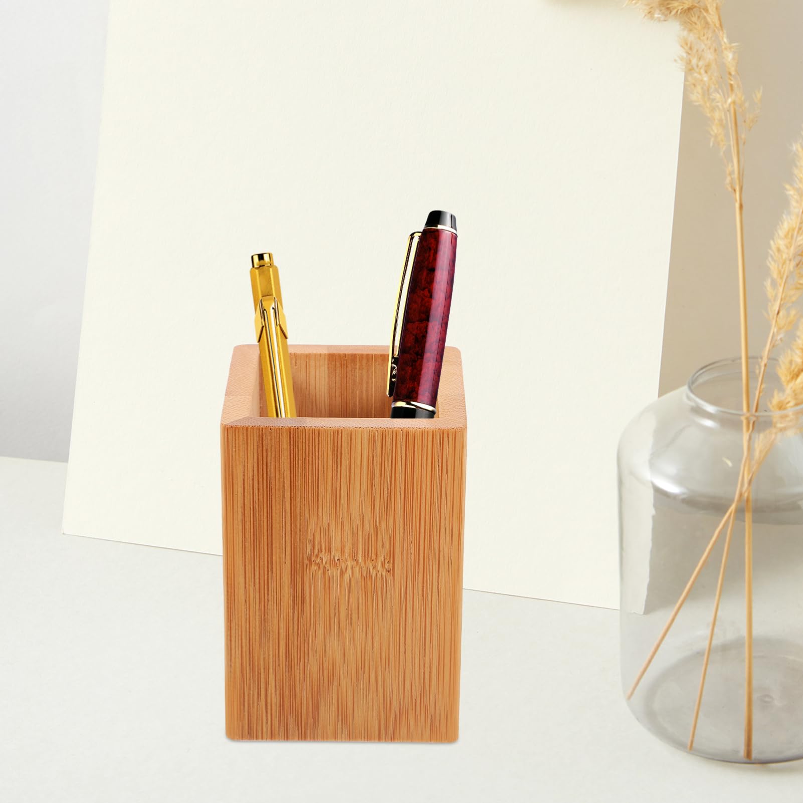 NUOBESTY 6stücke Teiliges Bamboo Pen Container Multifunktionaler Stifthalter Für Schreibtisch Zur Organisation Von Stiften Pinseln Und Kleinmaterialien Natürliche Bambusfarbe