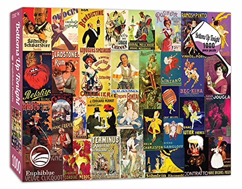 Enphiblue - Puzzle 1000 Teile für Erwachsene, Vintage Werbeplakate Jigsaw Puzzle Bottoms Up Tonight, Einzigartiges…