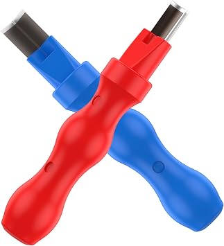 2Pcs Neon Light Cutter, High Speed Steel Silicone Strip Trimming Tool Set with Shockproof Handle, Straight and Curved Angle Knife for 6mm 8mm 12mm LED Neon Sign Making, Red and Blue