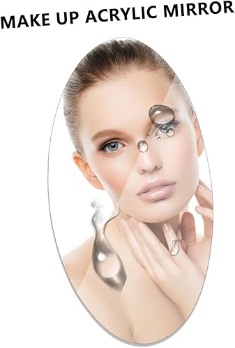 Miniatura 8 de Uonlytech 2 calcomanías de pared para espejo, espejo de acento, espejo de maquillaje, vidrio, sin marco, fondo de espejo, maquillaje, espejo de