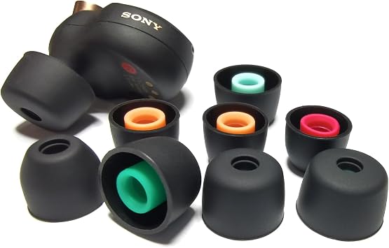 4 أزواج من أطراف الأذن المصنوعة من السيليكون لسماعات Sony WF-1000XM5 L/M/S/XS - أطراف بديلة لسماعات Sony WF-1000XM4 WF-1000XM3، باللون الأسود