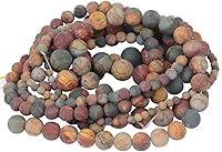 Vista 3 de Cuentas de piedra de jaspe Picasso natural mate de 0.236 pulgadas (0.236 in), piedras preciosas redondas sueltas para hacer joyas y pulseras, piedra