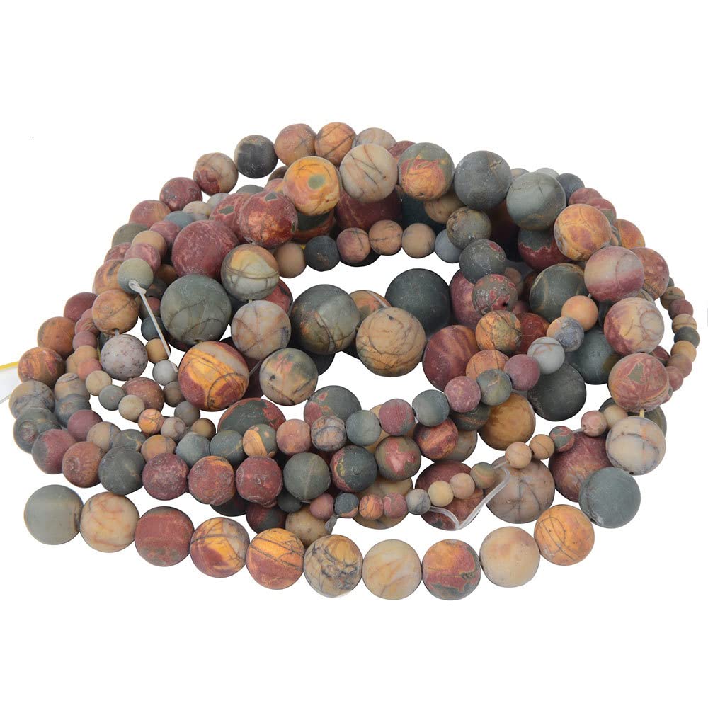 Lot De 30 Perles En Jaspe Picasso Naturel 6mm - Pour Création Bijoux DIY, Origine France