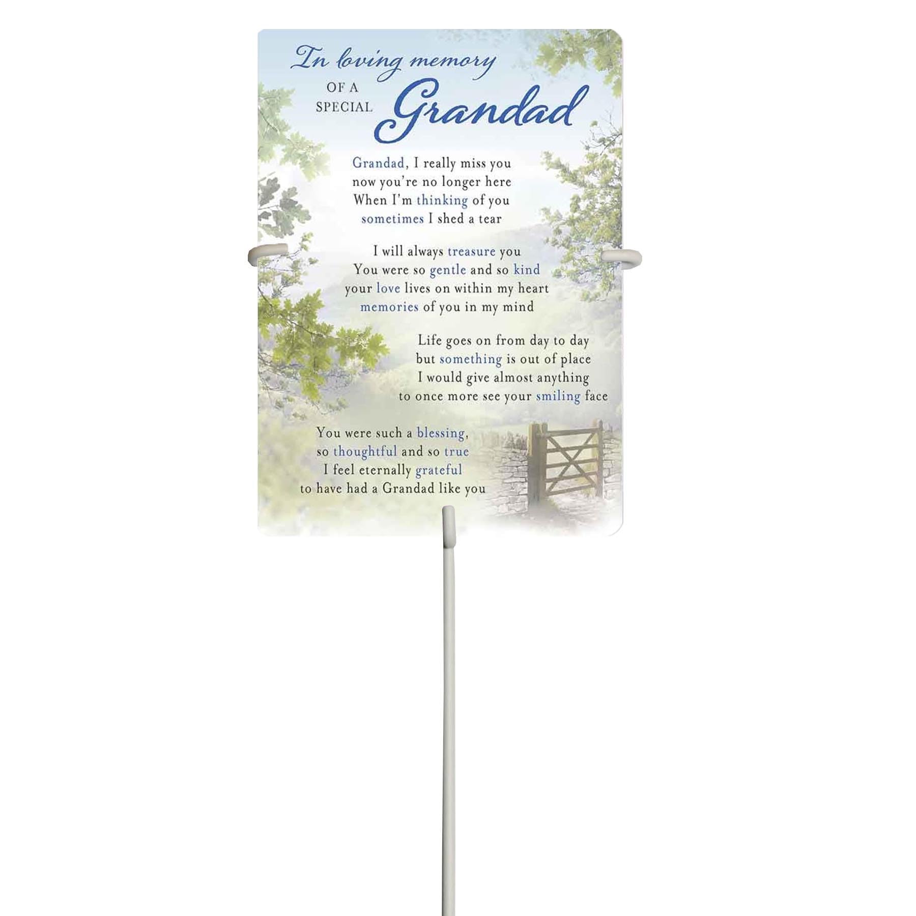Graveside Memorial Card Weatherproof with Metal Card Holder - Special Grandad