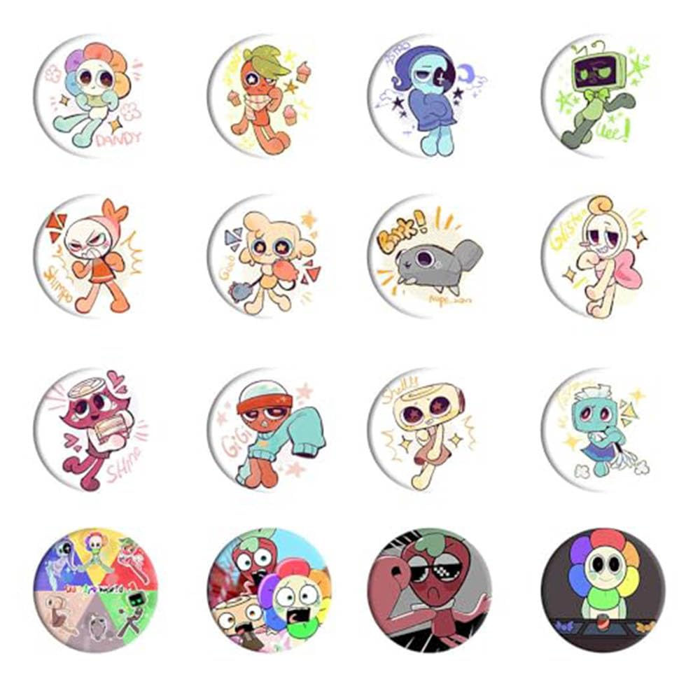 16 Dandys Abzeichen Cartoon Figur Badge Pins Dandys Cosplay Accessories, 58mm