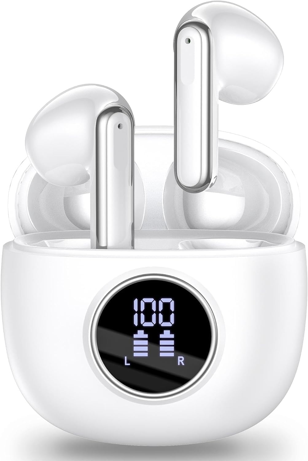 Wireless Earbuds, Bluetooth 5.4 Earphones In Ear with 4 HD microphone, 40H Playtime, HIFI Stereo In Ear Headphones, IPX7 Waterproof Bluetooth Earbuds, LED Display, USB-C, Sport/Work/Black