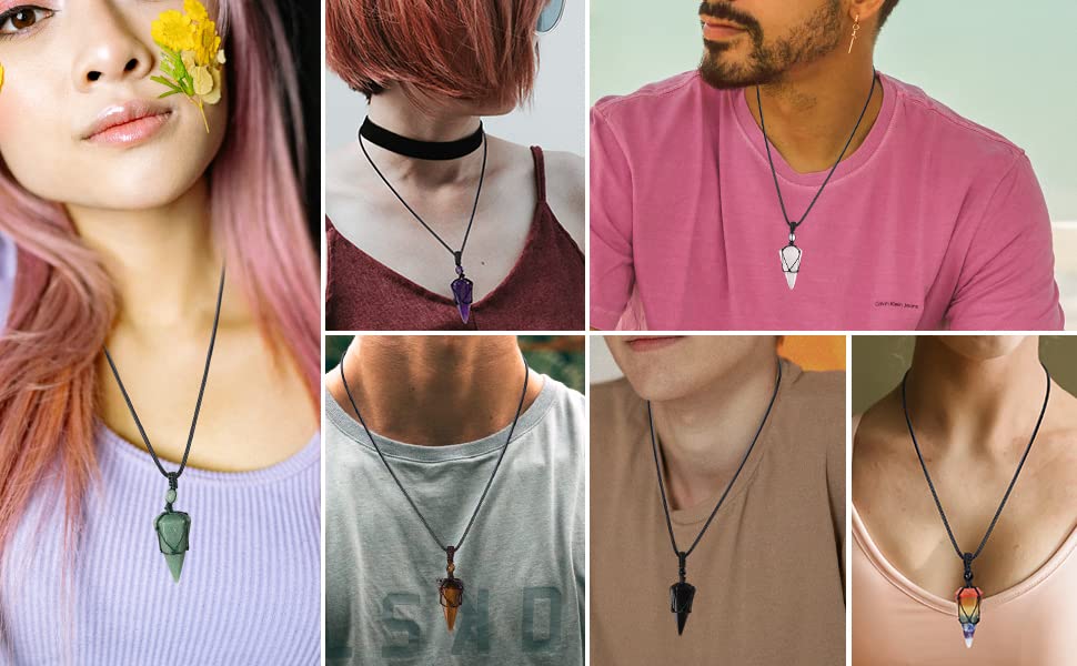 CrystalTears Tiger Eye Healing Crystal Necklace Gifts for Men Quartz Crystals Stone Point Gemstone Pendant Necklace Reiki Spiritual Mens Crystal Jewellry gifts for Men Dad Women Christmas - Image 4