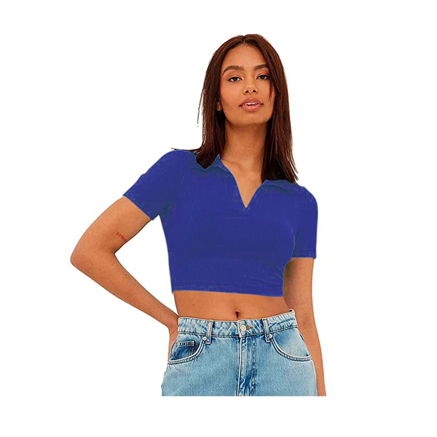 r lon Ribbed Polo Collar Full Sleeves Tops for Women (Cotton Blend, X-Large)-picture-33